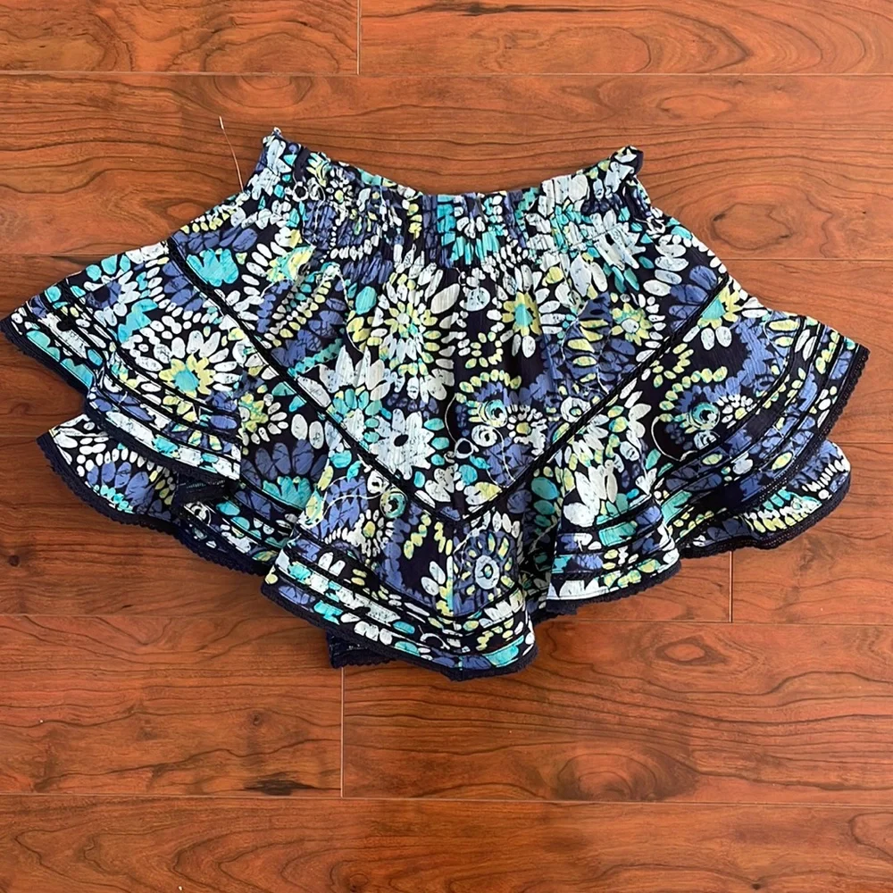 NWOT Aerie Blue and Green Floral Ruffled Skort